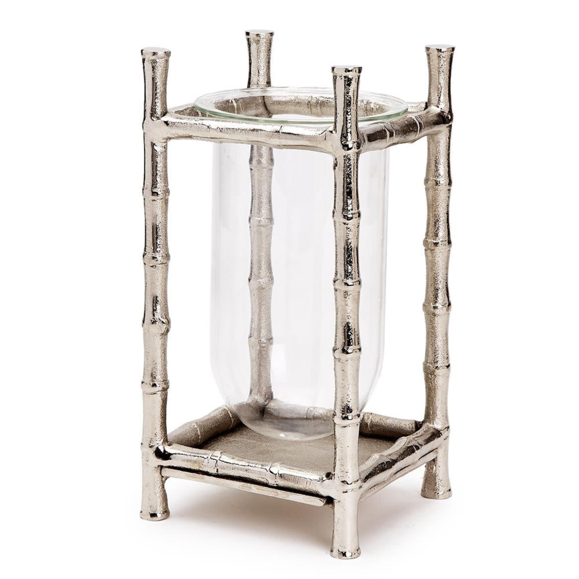 Tall Silver Bamboo Vase