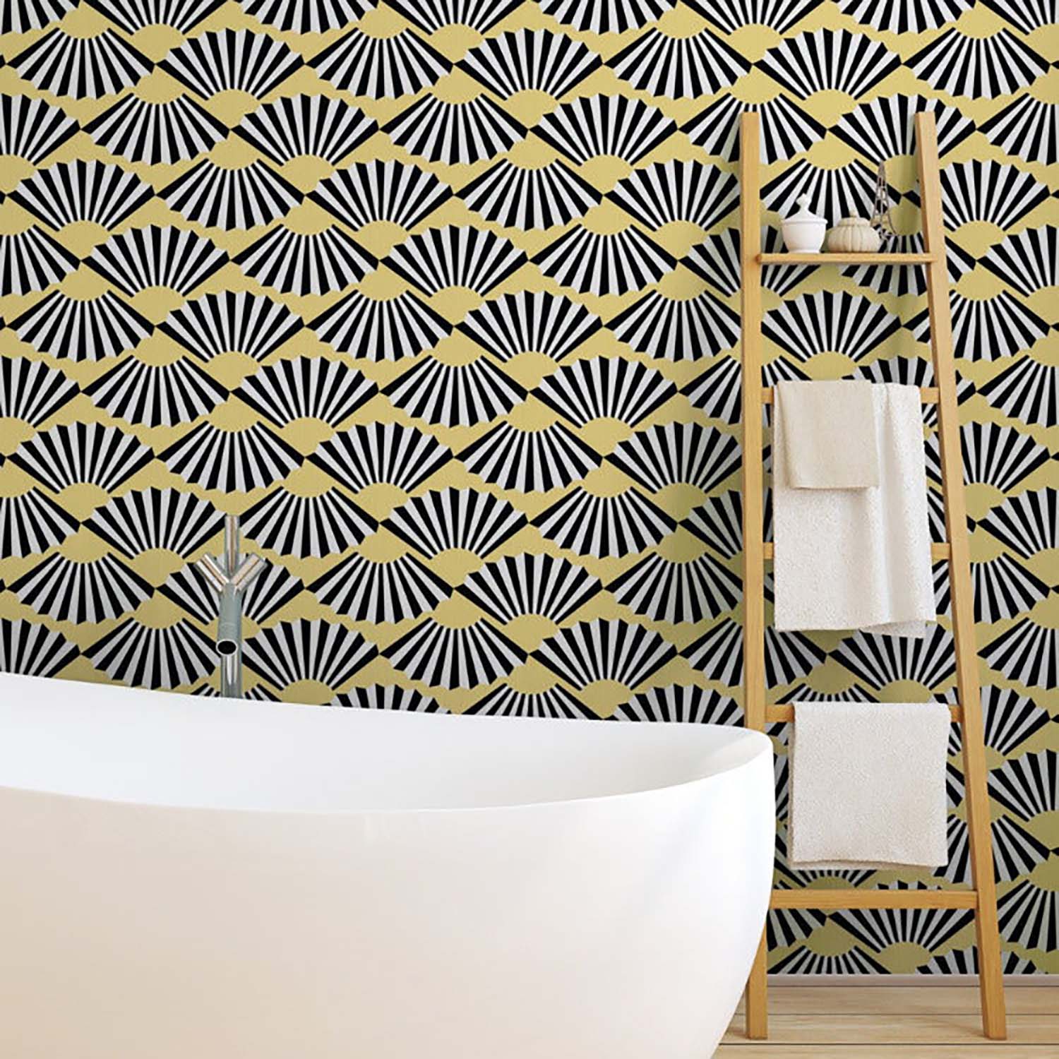 Mitchell Black Fanning Out Wallpaper