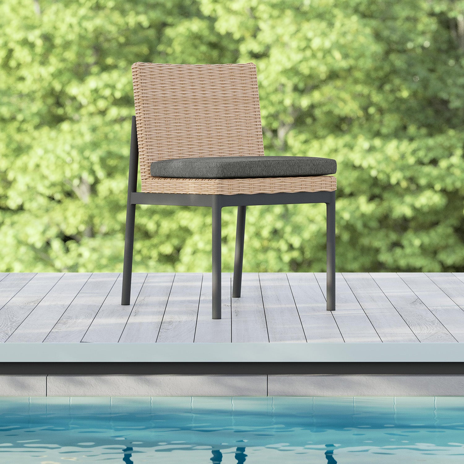 Azzurro Living Terra Outdoor Dining Armless Chair Set of 2