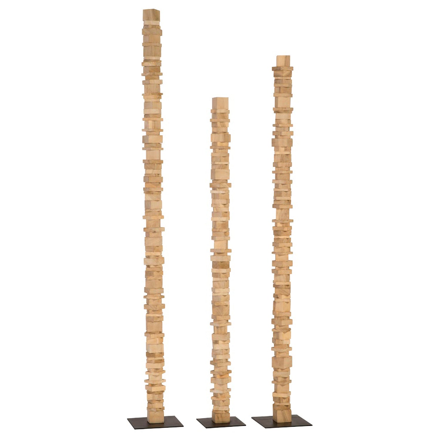 Phillips Collection Stacked Wood Floor Sculptures Set of 3