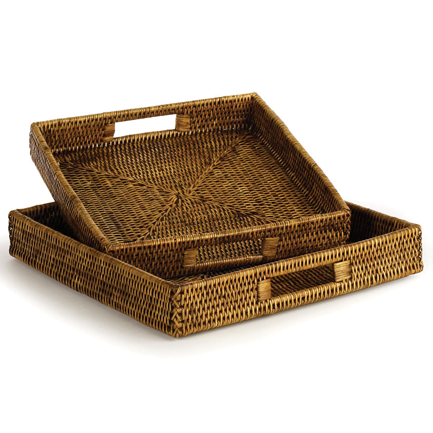 Burma Rattan Square Table Tray Set of 2