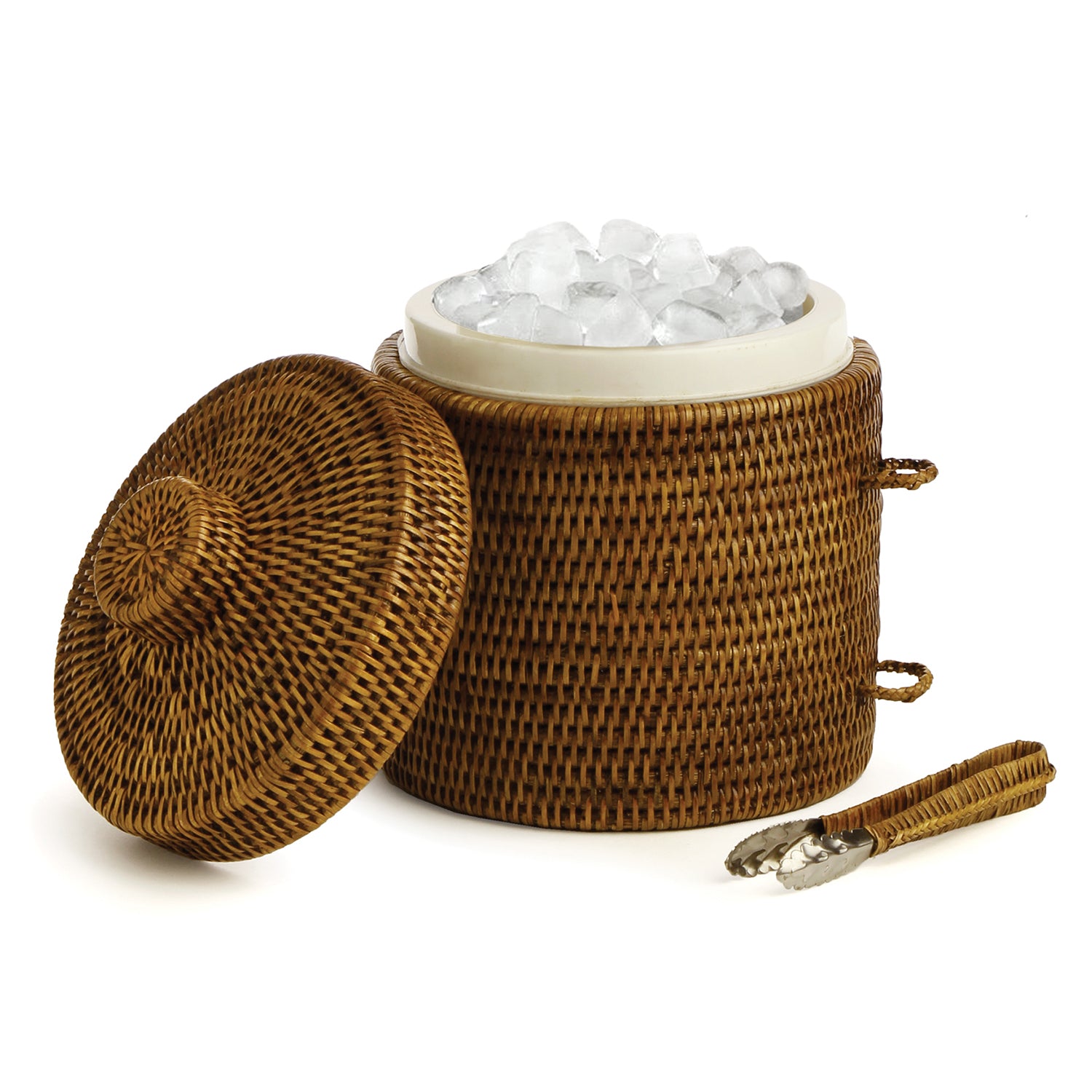 Burma Rattan Ice Box & Tongs