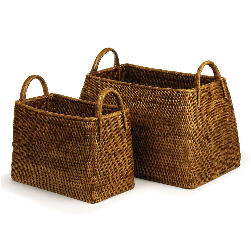 Burma Rattan Narrow Magazine Basket Set of 2