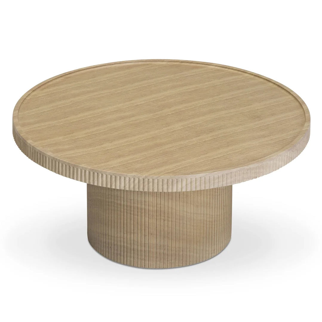 TOV Furniture Darcy Travertine Concrete Indoor/Outdoor Round Coffee Table