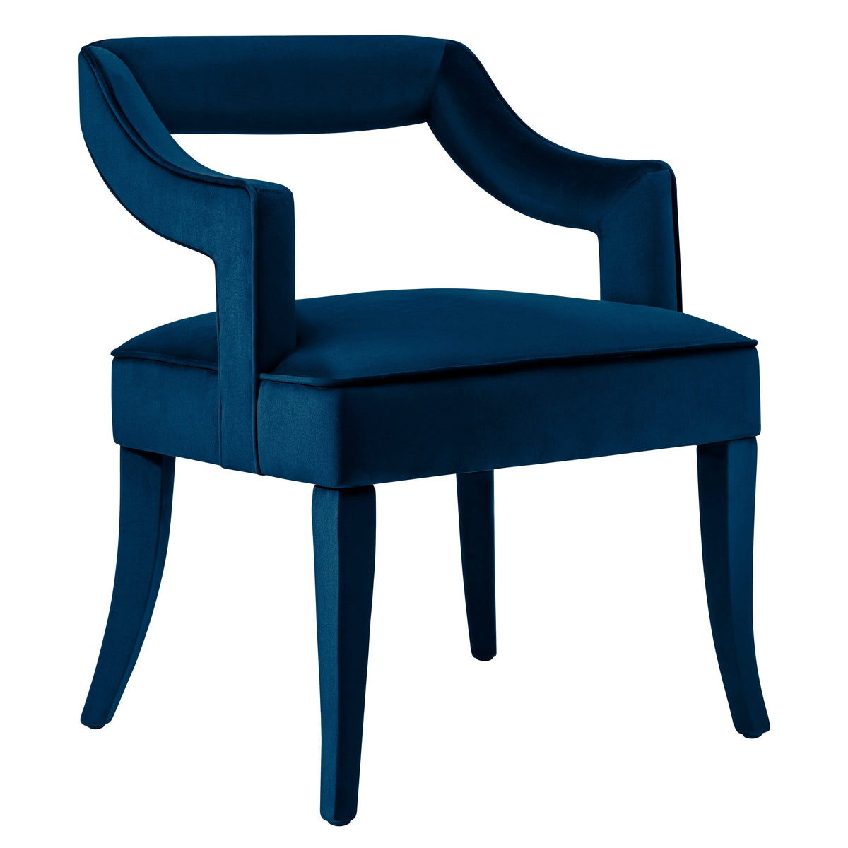 TOV Furniture Tiffany Performance Velvet Dining Chair in navy performance velvet over rubberwood, primary product view