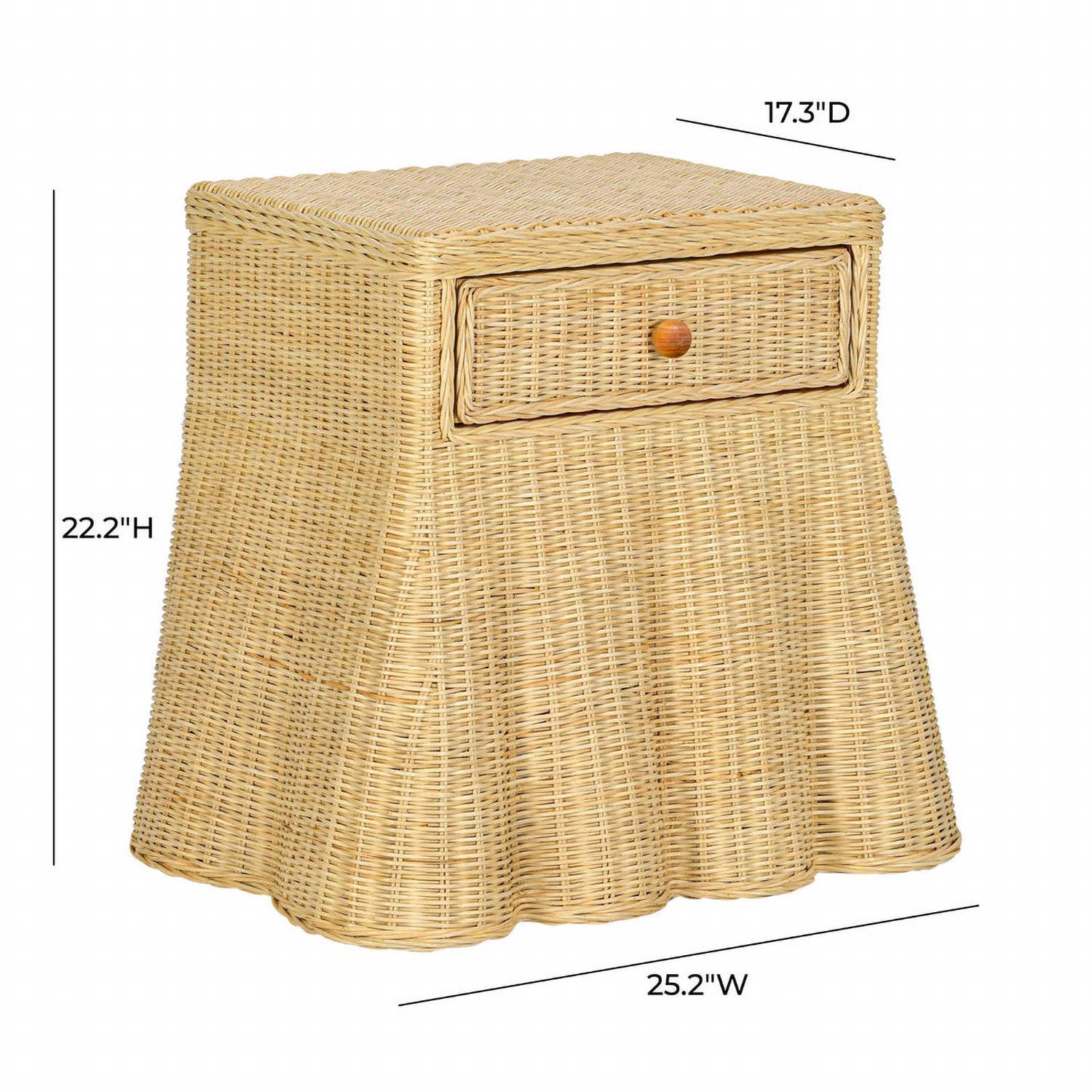 TOV Furniture Pentra Natural Rattan Nightstand With Drawer