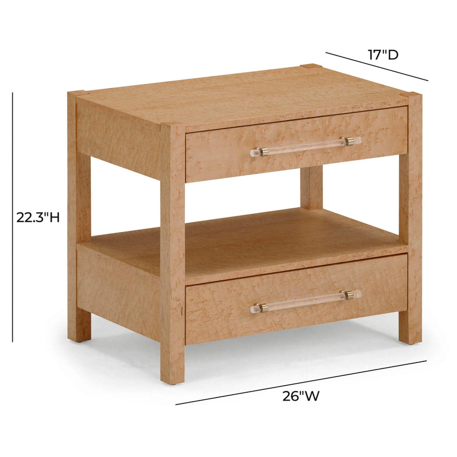TOV Furniture Brandyss Birdseye Maple 2-Drawer Nightstand