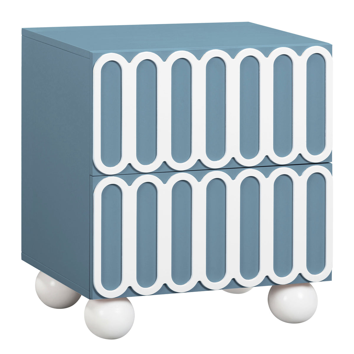 TOV Furniture Tori 23" Motif 2-Drawer Nightstand in blue, primary product view