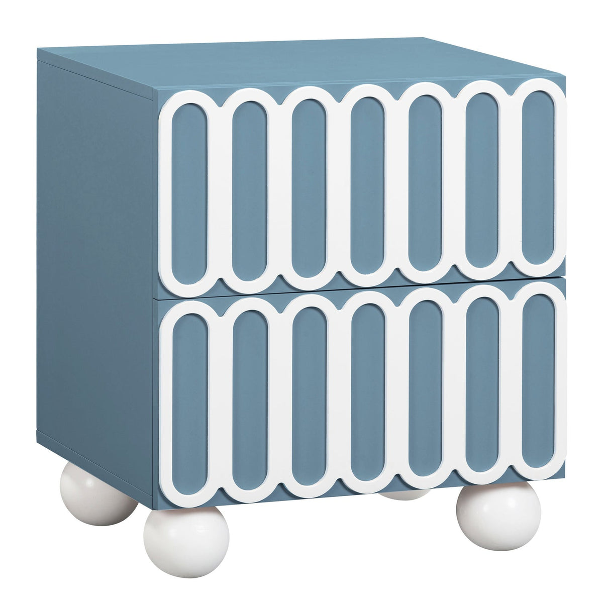 TOV Furniture Tori 23" Motif 2-Drawer Nightstand in blue, primary product view