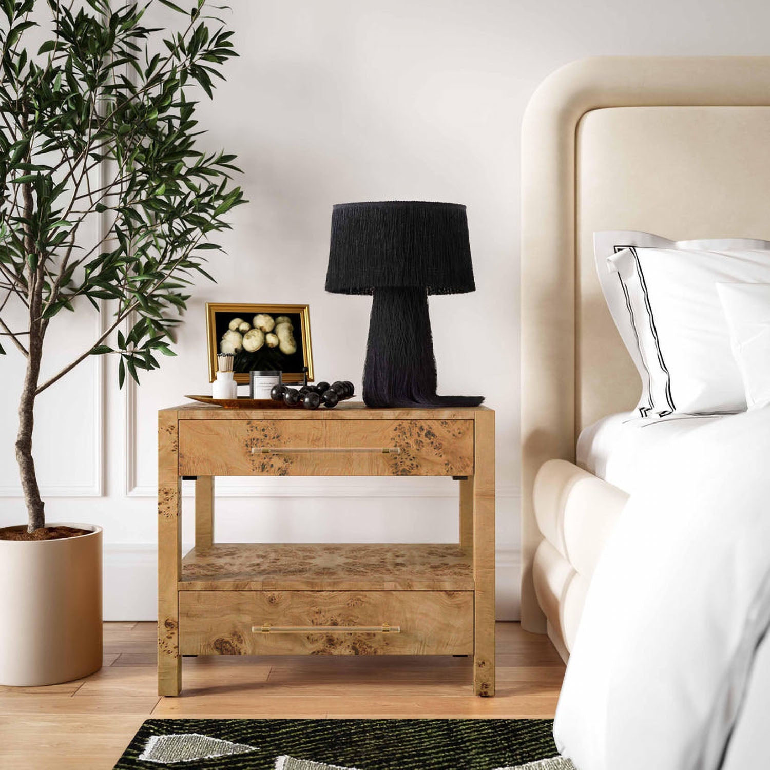 TOV Furniture Brandyss Honey Burl Nightstand