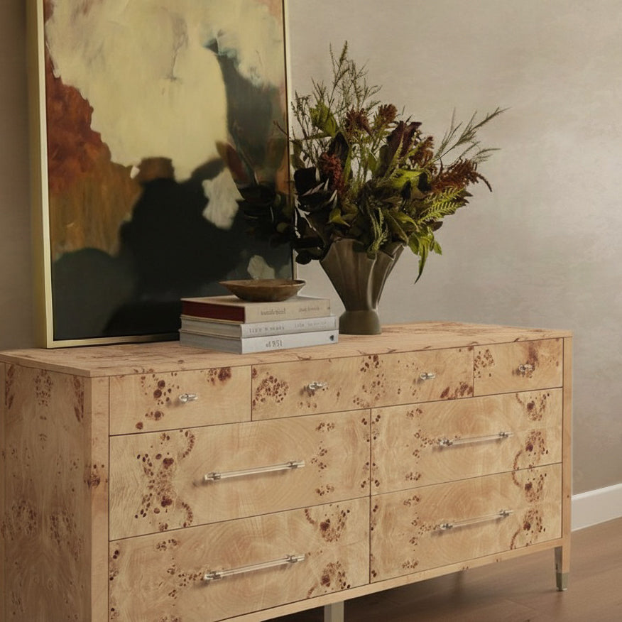 TOV Furniture Brandyss Honey Burl 7-Drawer Dresser