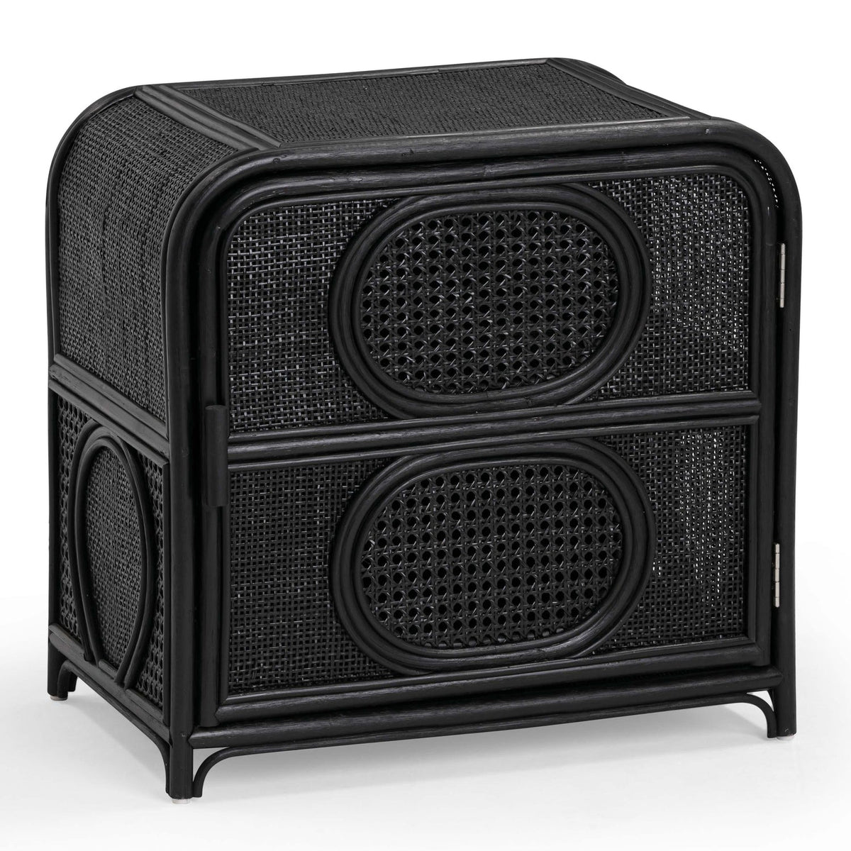 TOV Furniture Tina 27" Rattan Nightstand With Storage in black natural cane, primary product view