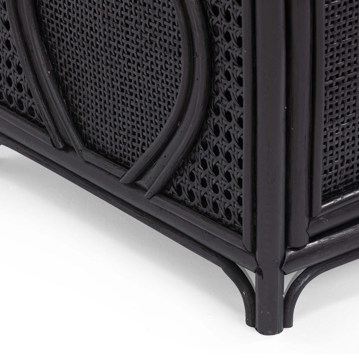 TOV Furniture Tina Black Rattan Nightstand With Storage