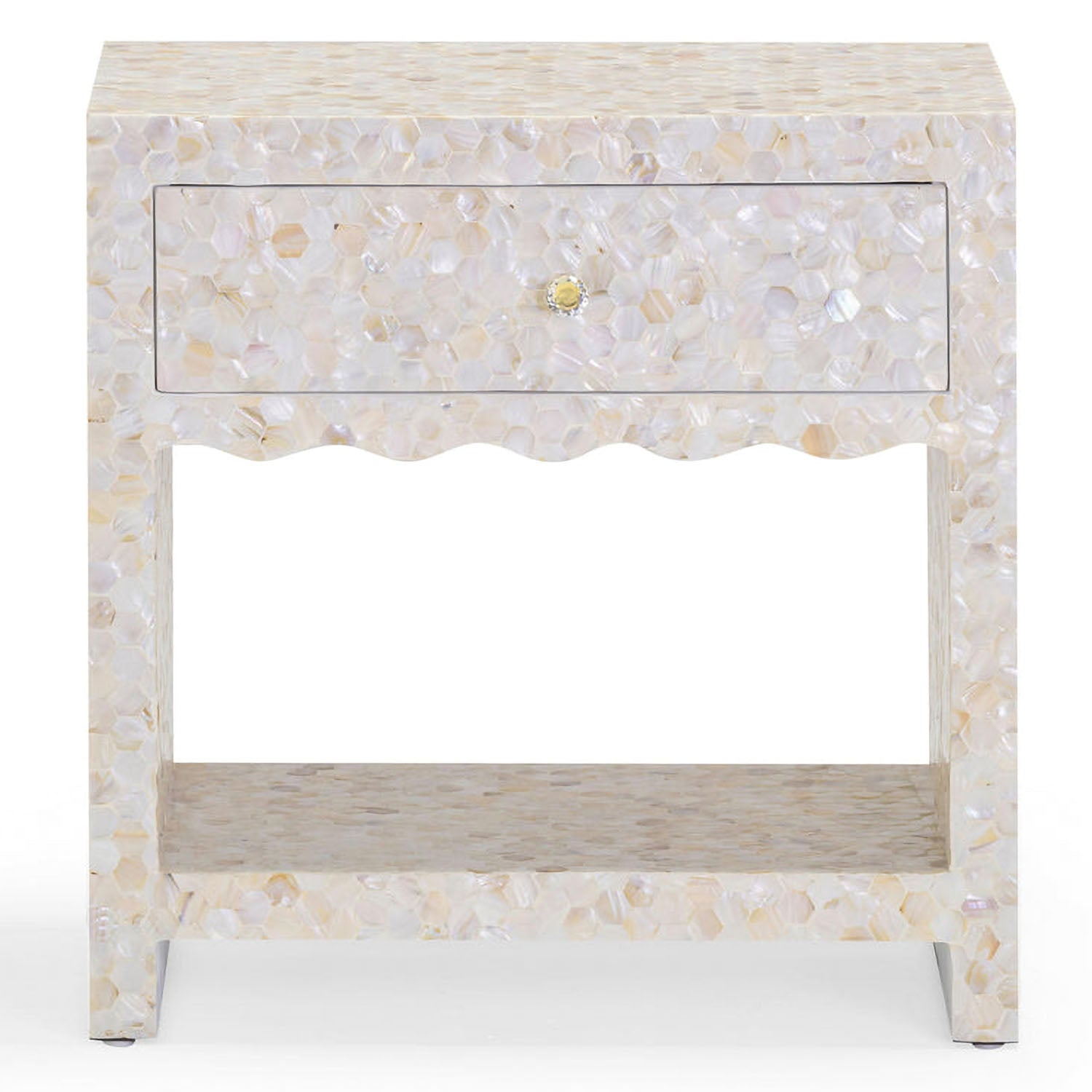 TOV Furniture Piara Natural Mother of Pearl Inlaid Nightstand With Drawer