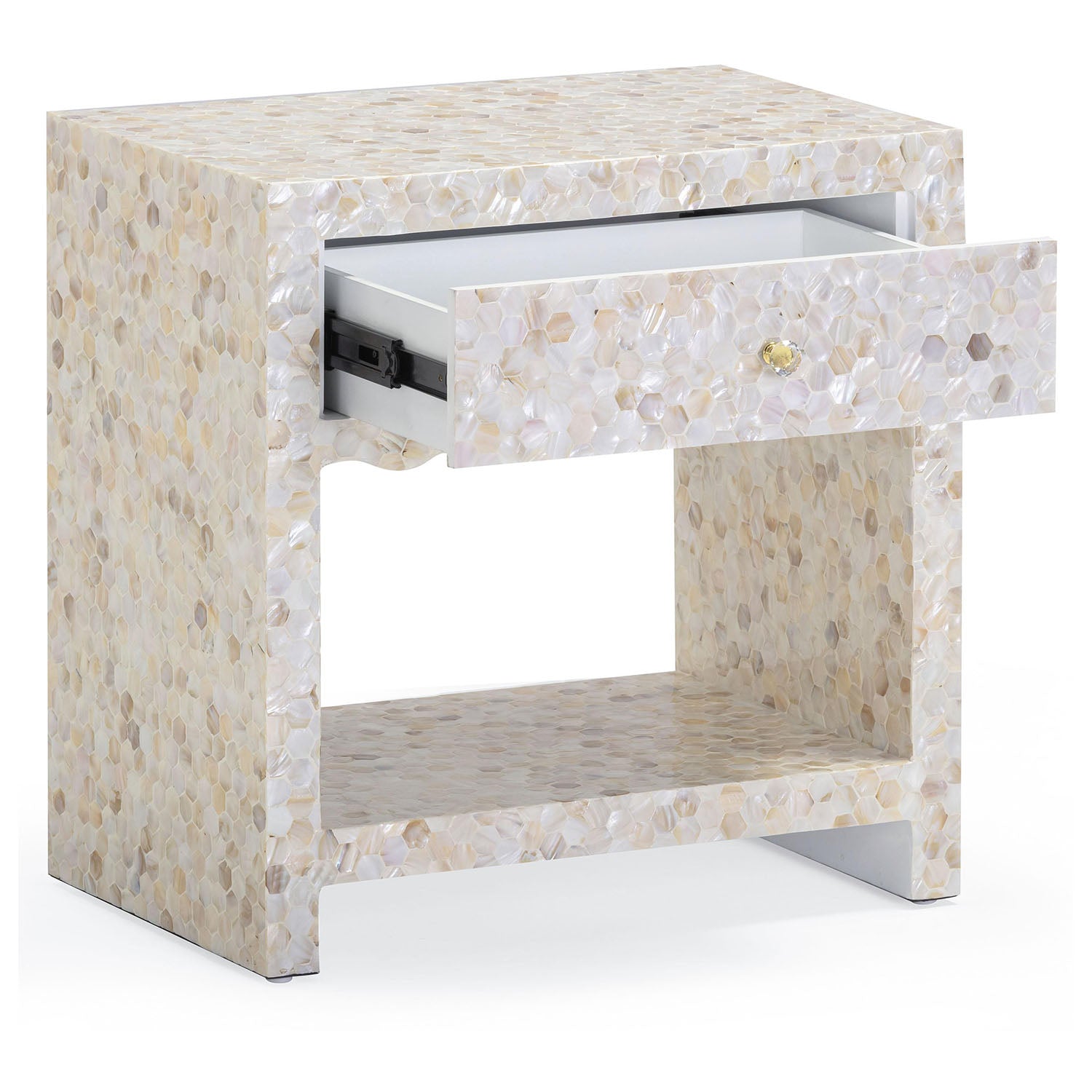 TOV Furniture Piara Natural Mother of Pearl Inlaid Nightstand With Drawer
