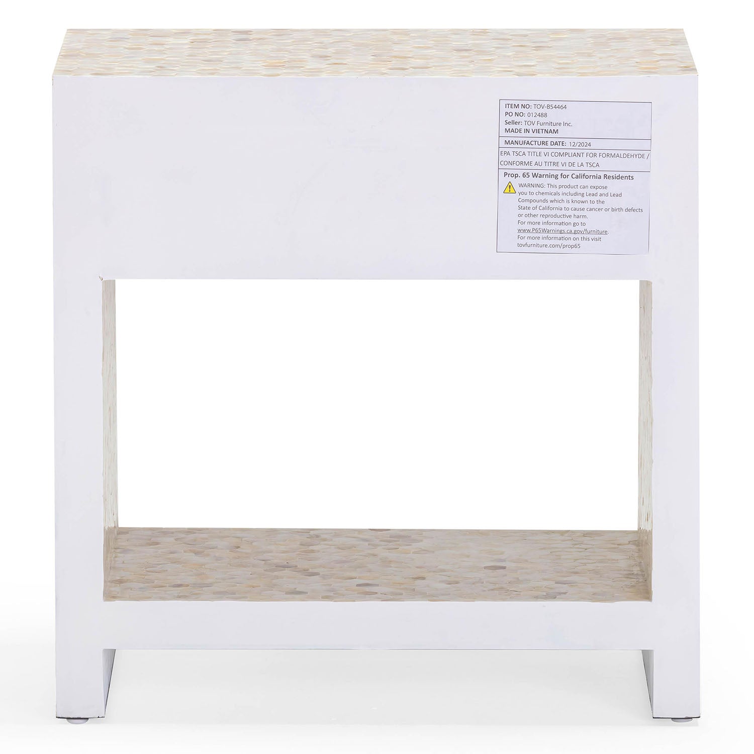 TOV Furniture Piara Natural Mother of Pearl Inlaid Nightstand With Drawer