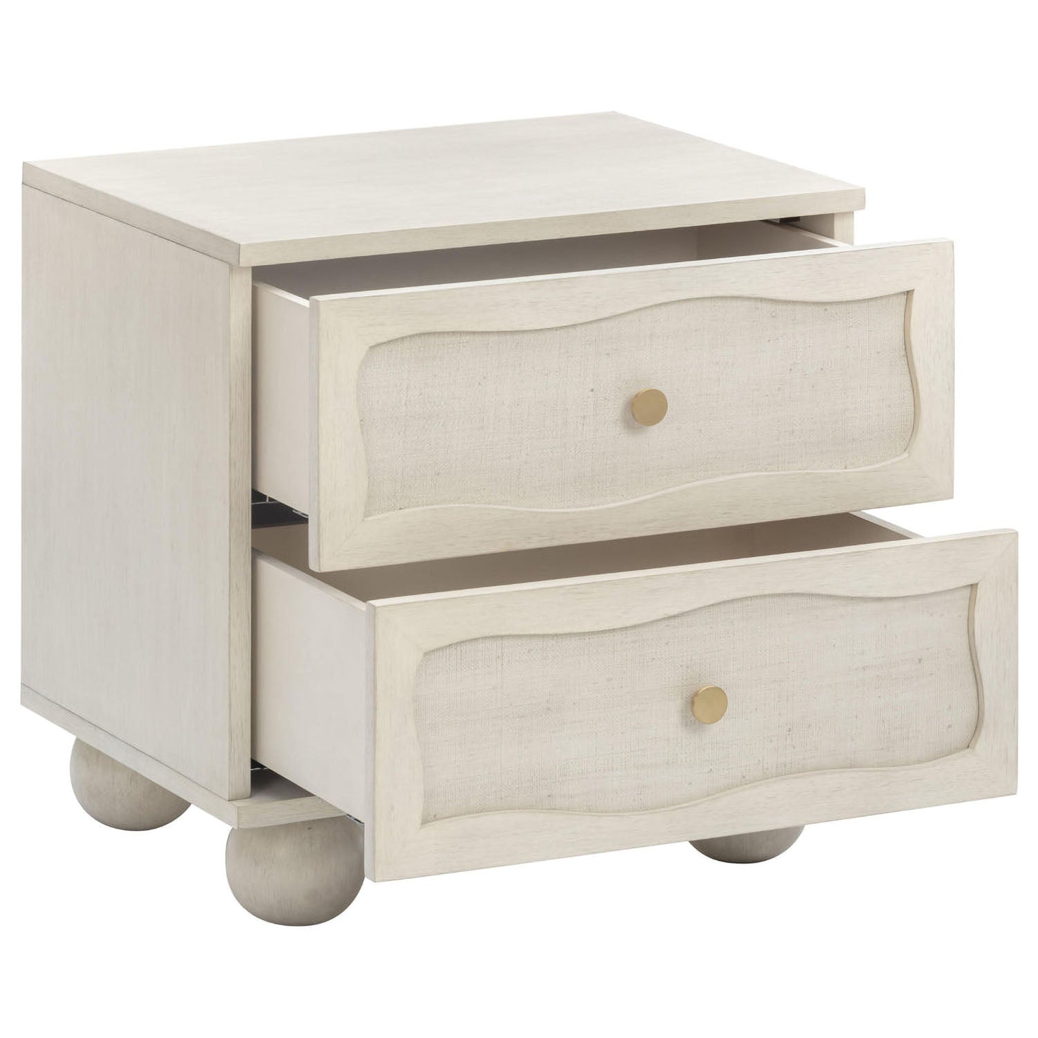 TOV Furniture Grappa Whitewashed Wood & Raffia Wavy Nightstand