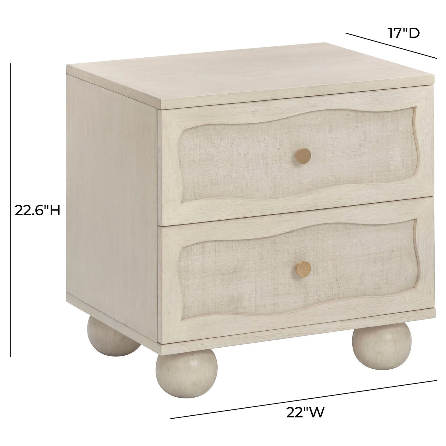 TOV Furniture Grappa Whitewashed Wood & Raffia Wavy Nightstand