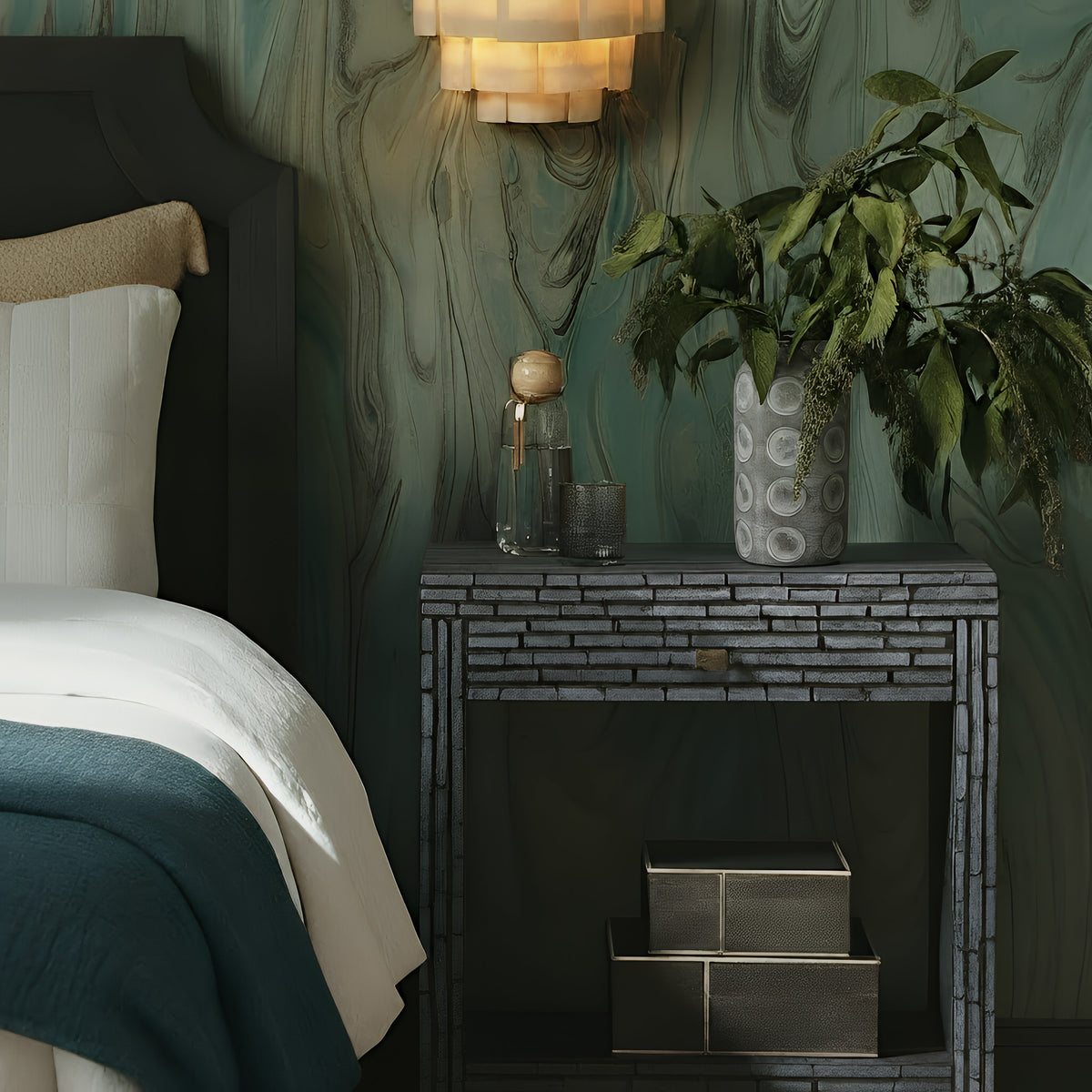 TOV Furniture Cassis 20in Mother of Pearl 1-Drawer Nightstand