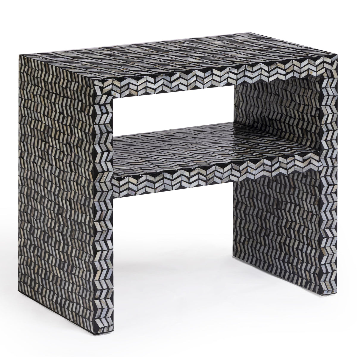 TOV Furniture Derry Black Capiz Shell Nightstand in black capiz shell, primary product view