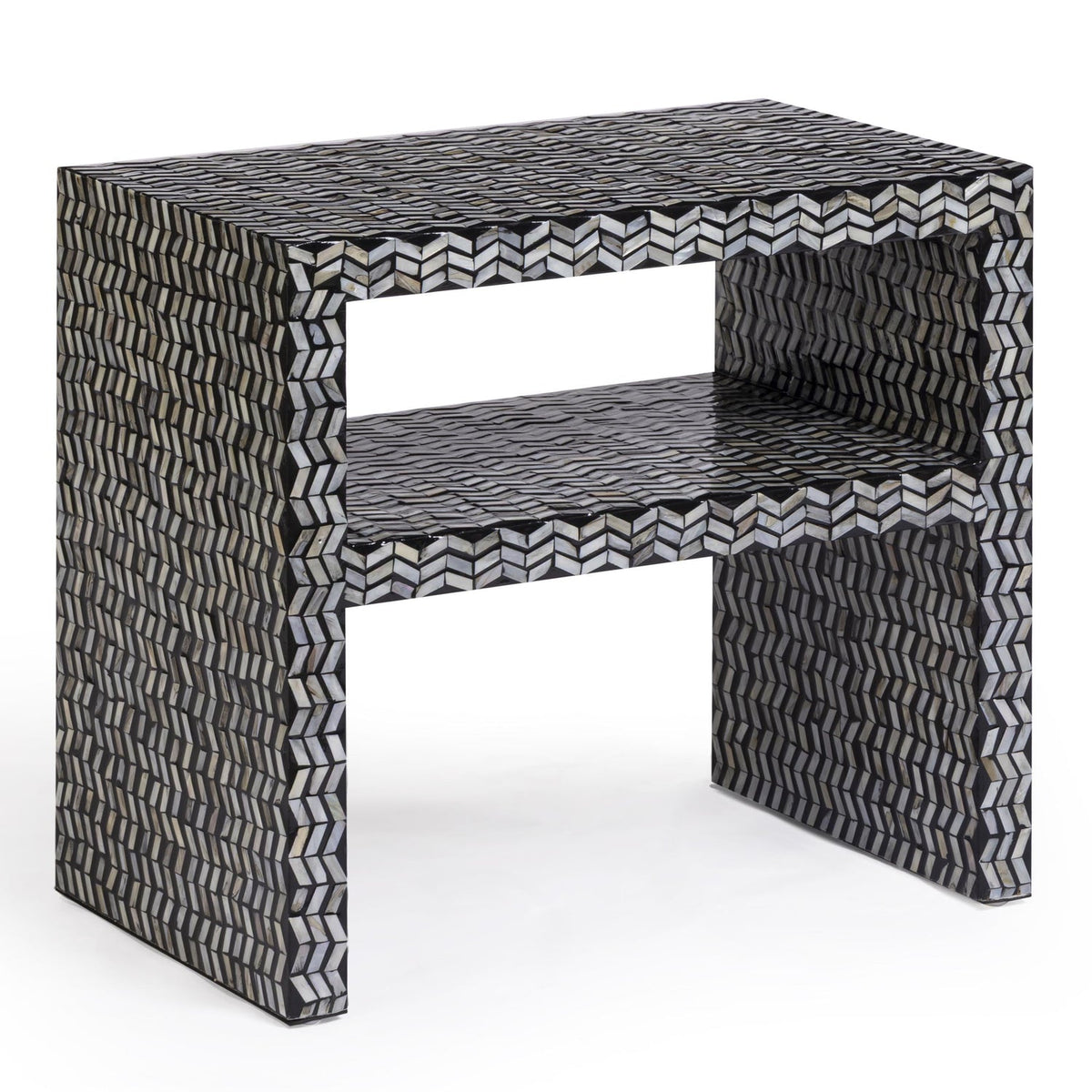 TOV Furniture Derry Black Capiz Shell Nightstand in black capiz shell, primary product view