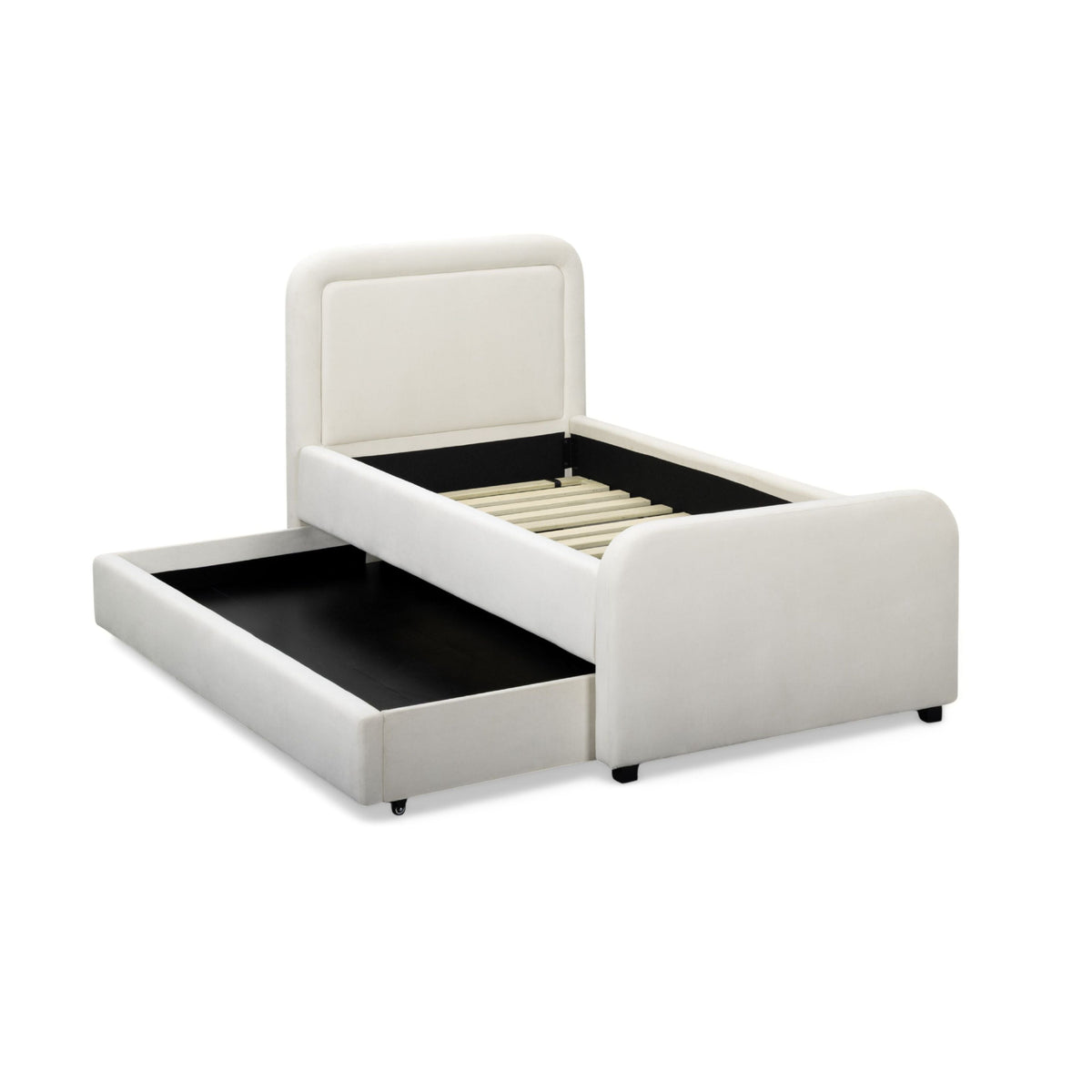 TOV Furniture Briella Cream Performance Velvet Twin Trundle Bed