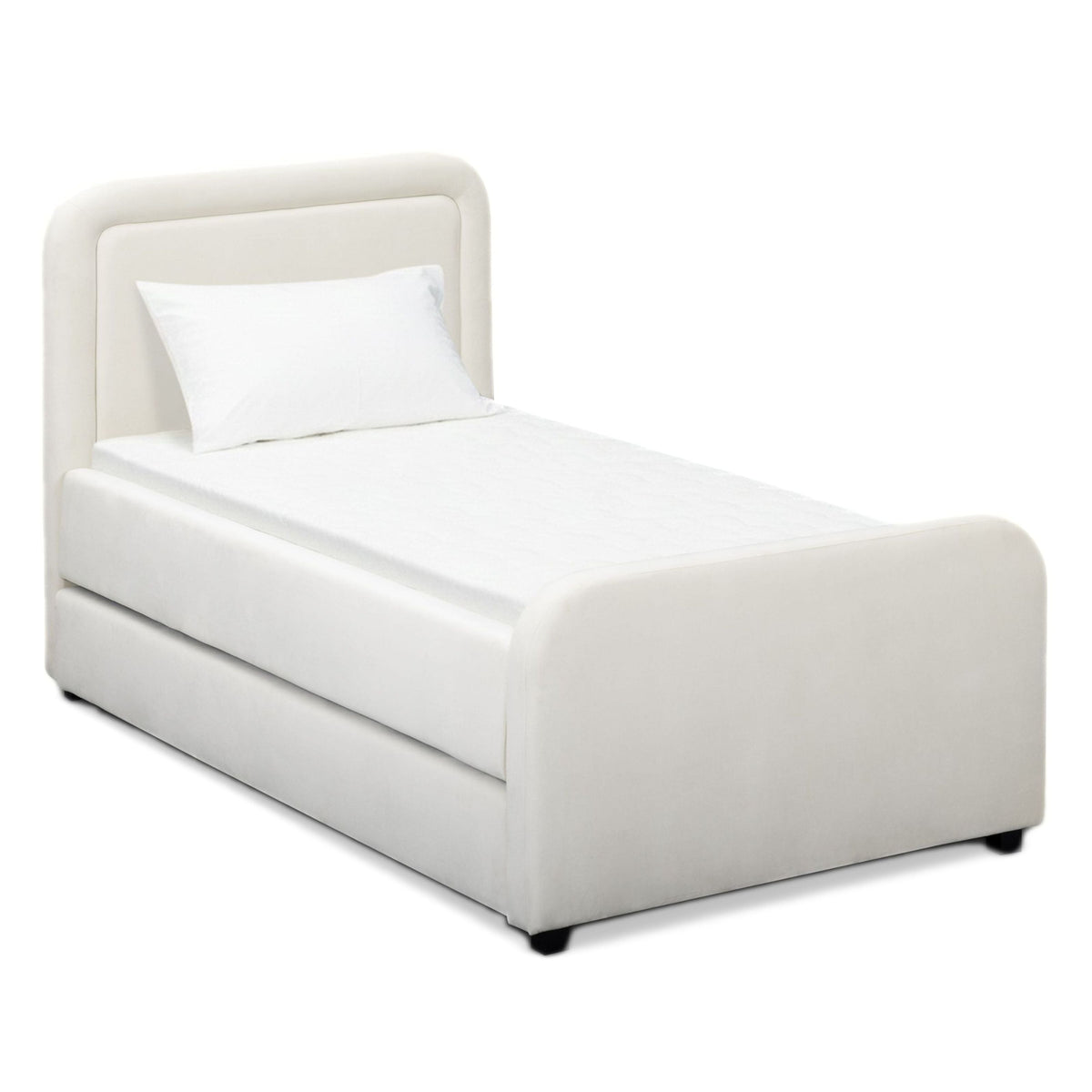 TOV Furniture Briella Cream Performance Velvet Twin Trundle Bed