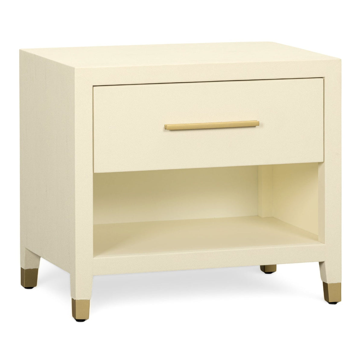 TOV Furniture Dani Cream Faux Shagreen Nightstand in cream faux shagreen, primary product view