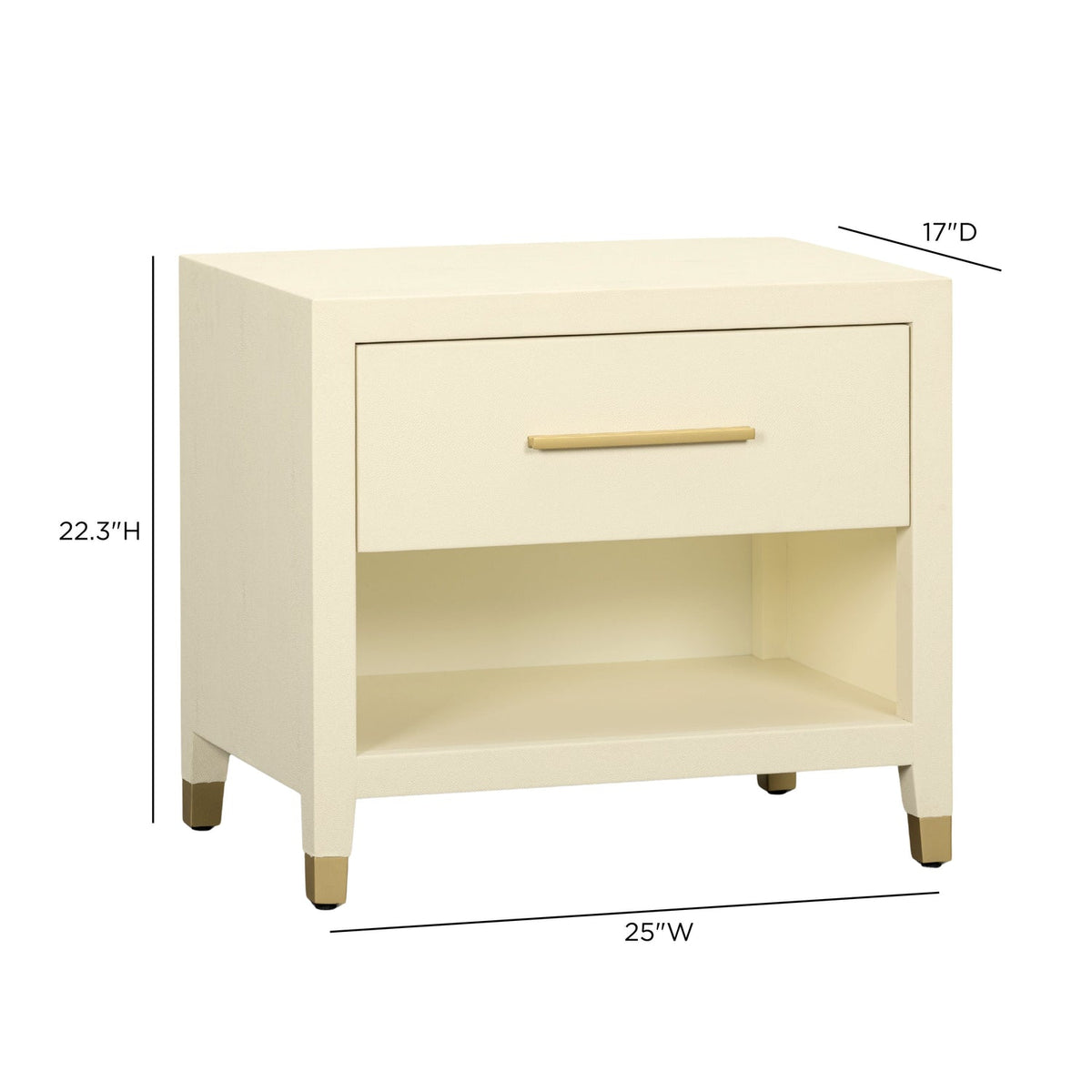 TOV Furniture Dani Cream Faux Shagreen Nightstand