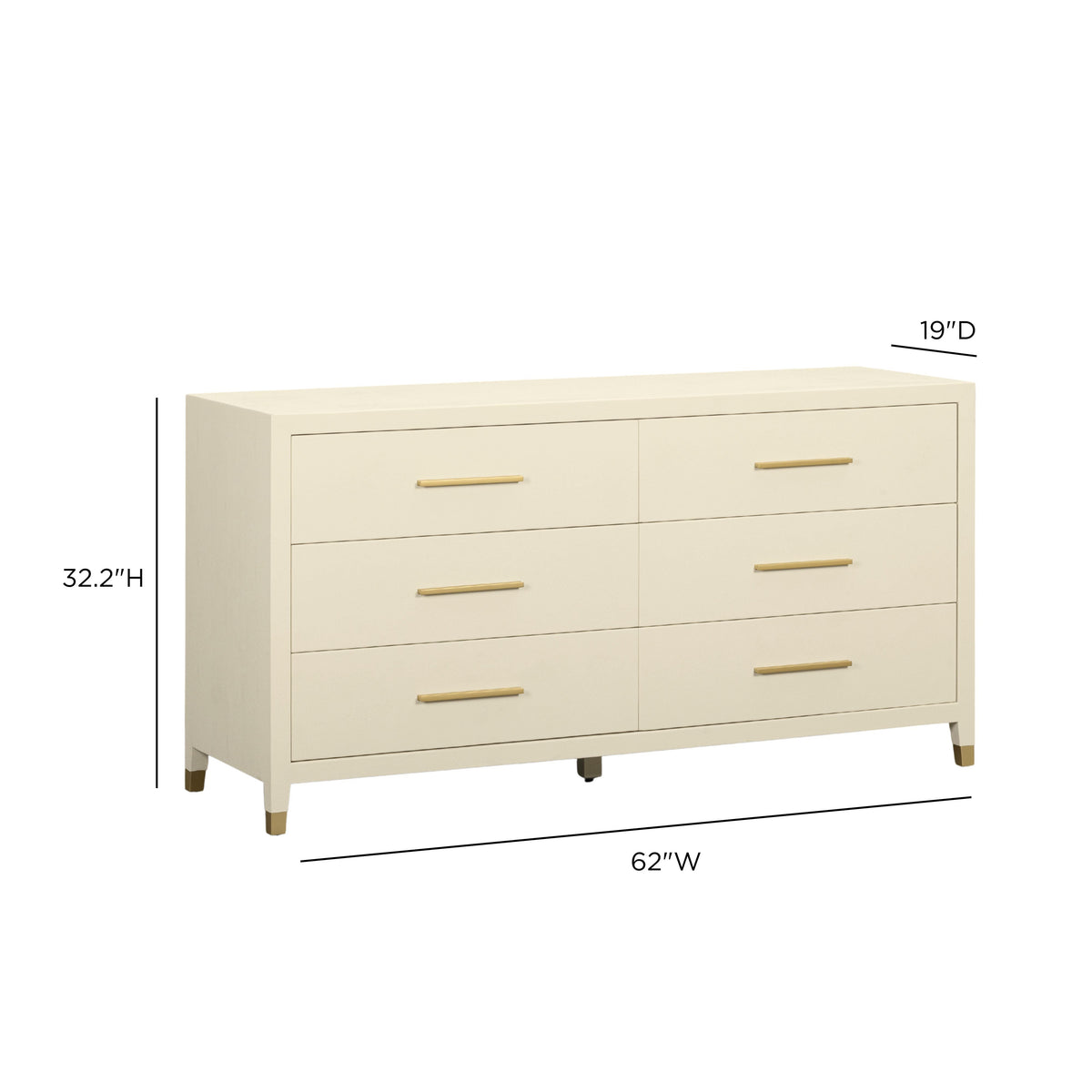TOV Furniture Dani Cream Faux Shagreen 6-Drawer Dresser