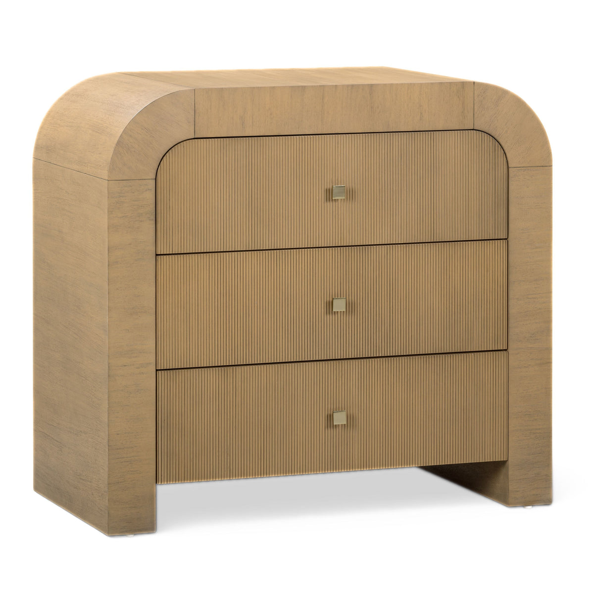 TOV Furniture Hump Natural Arched 3-Drawer Bedside Chest in warm natural wood, primary product view