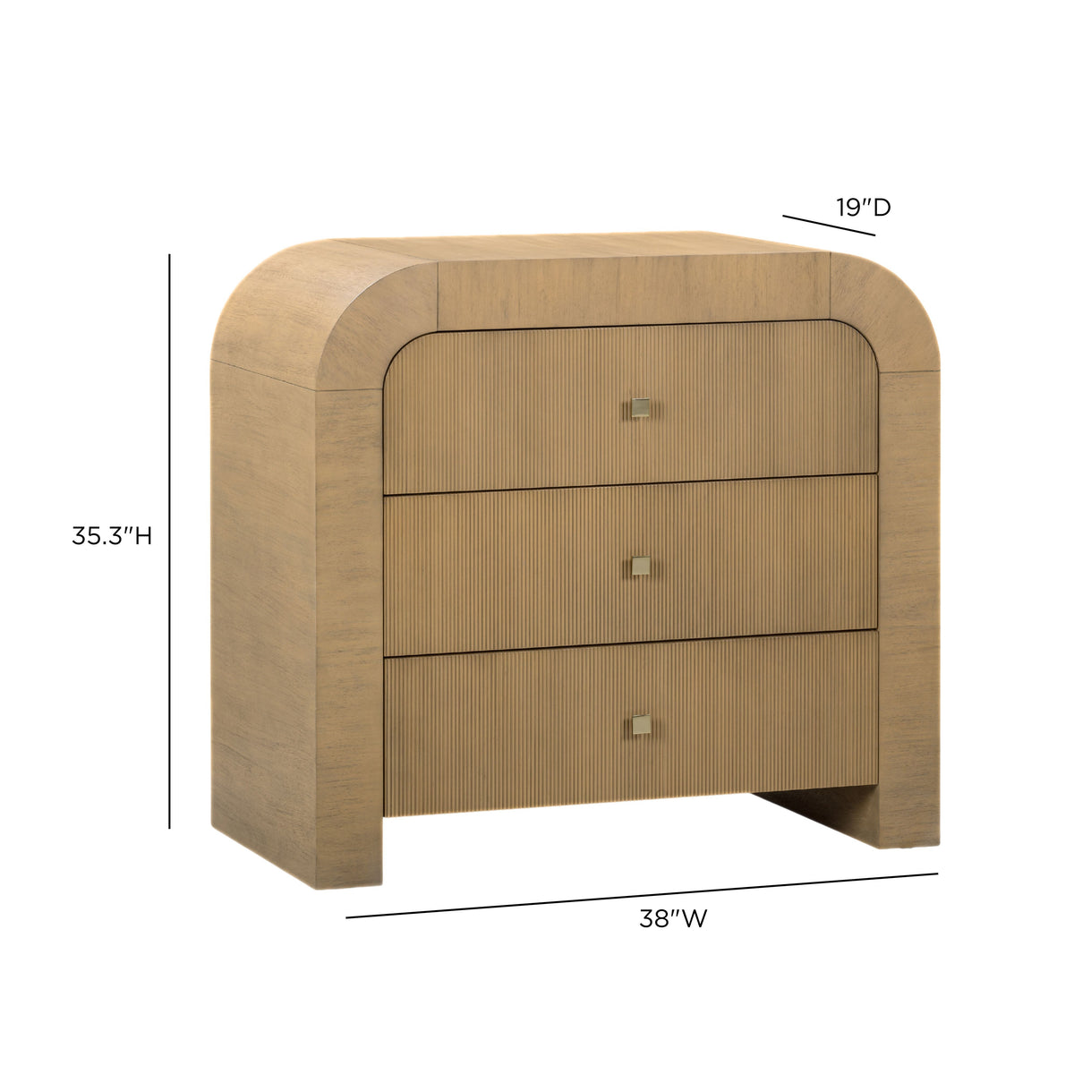 TOV Furniture Hump Natural Arched 3-Drawer Bedside Chest