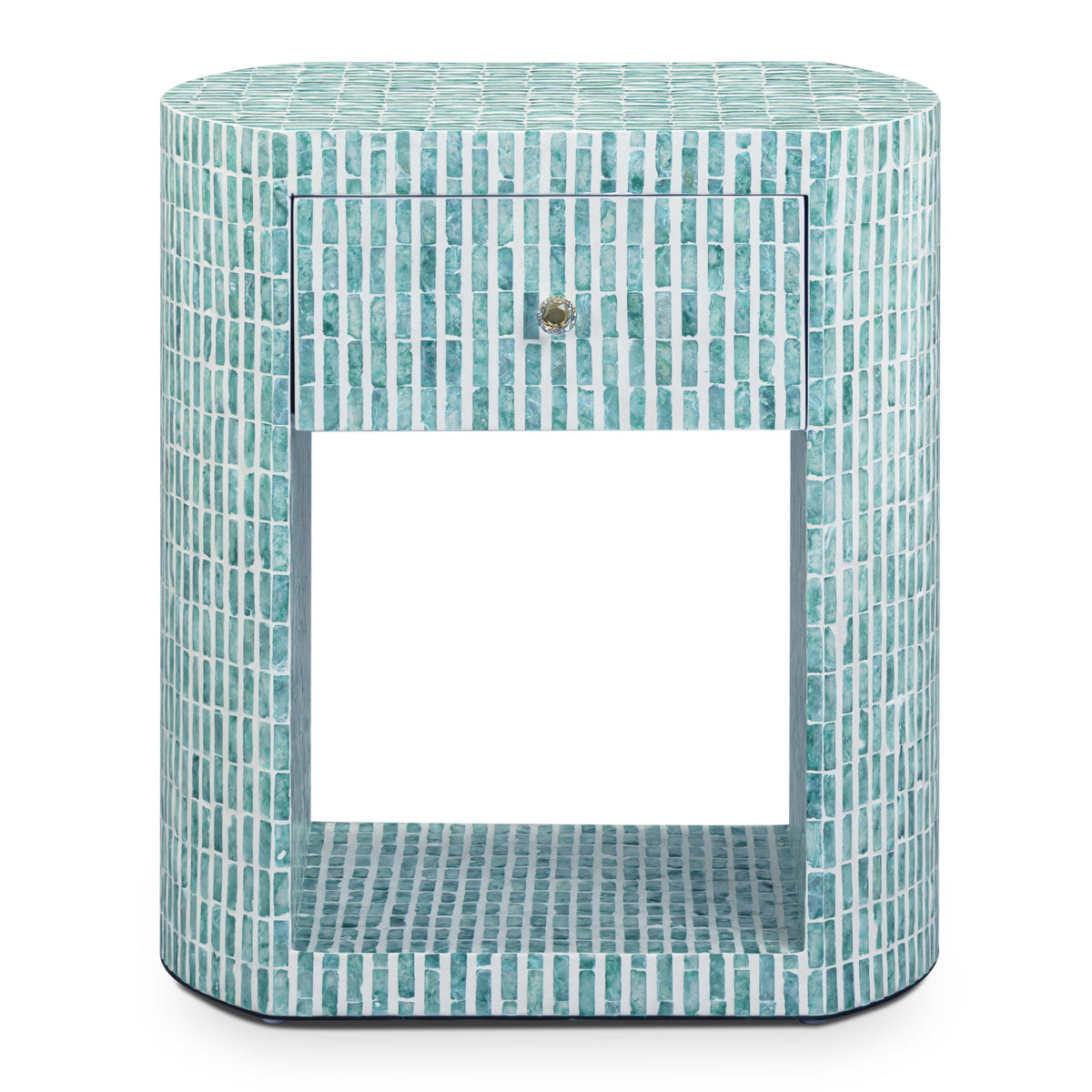 TOV Furniture Prim 20" Capiz Shell Nightstand in blue capiz shell, primary product view