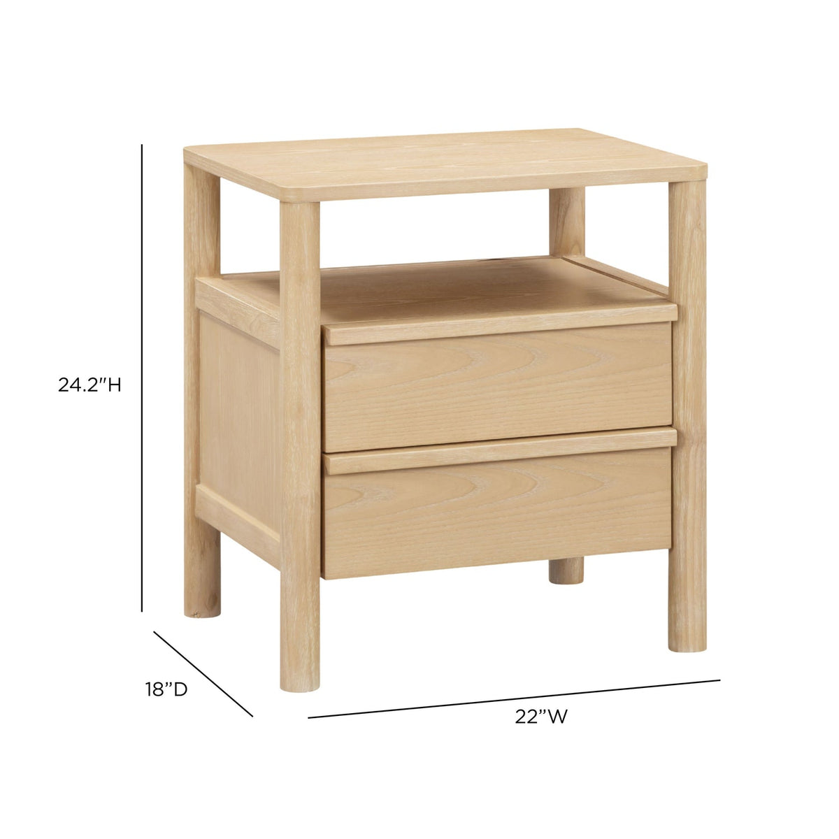 TOV Furniture Tyra Natural Ash 2-Drawer Nightstand