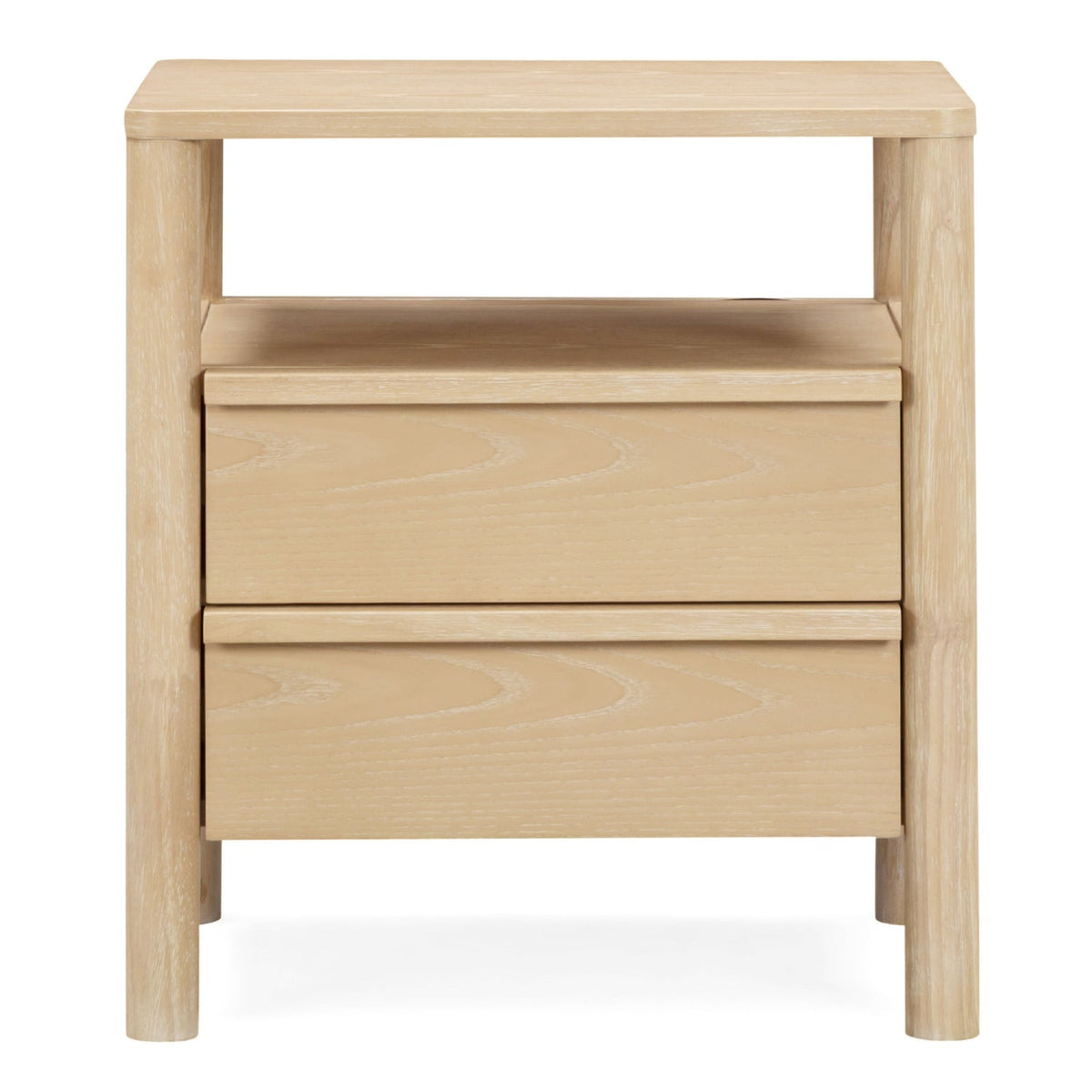 TOV Furniture Tyra 22" Ash 2-Drawer Nightstand in natural ash veneer, primary product view