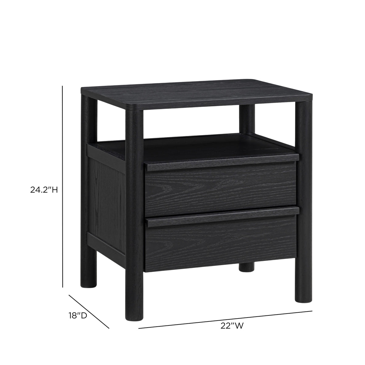 TOV Furniture Tyra Black Ash 2-Drawer Nightstand