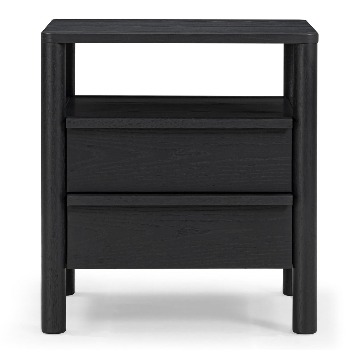 TOV Furniture Tyra 22" Ash 2-Drawer Nightstand in black ash veneer, primary product view