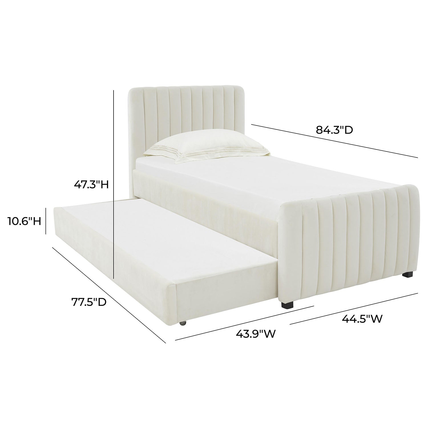 TOV Furniture Angela Velvet Trundle Twin Bed