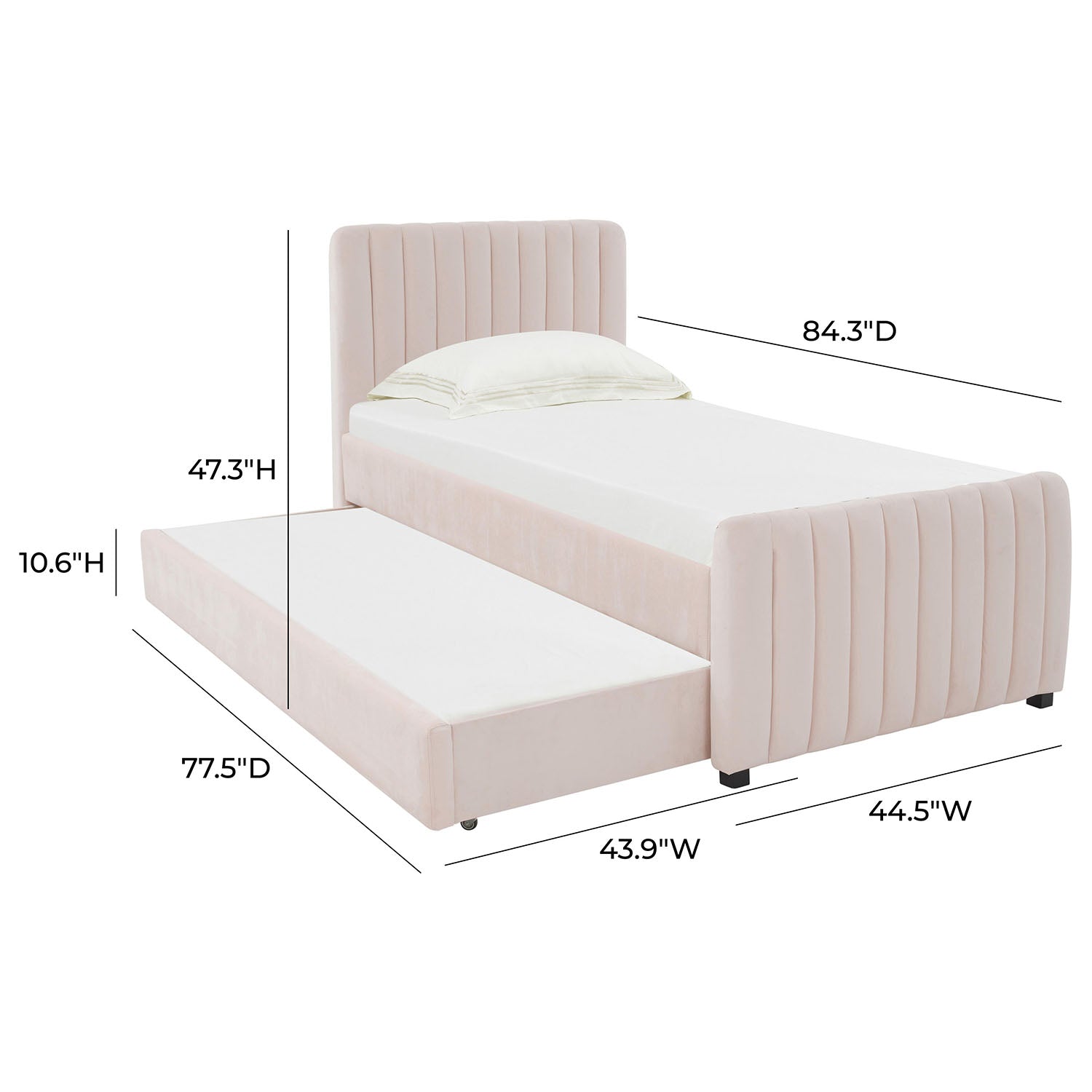 TOV Furniture Angela Velvet Trundle Twin Bed