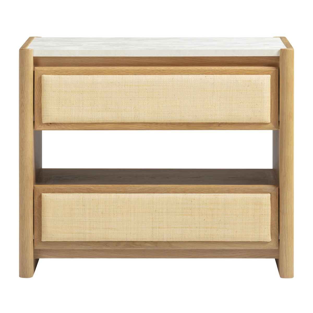 TOV Furniture Paige 26" Natural Oak 2-Drawer Nightstand in natural oak and raffia, primary product view