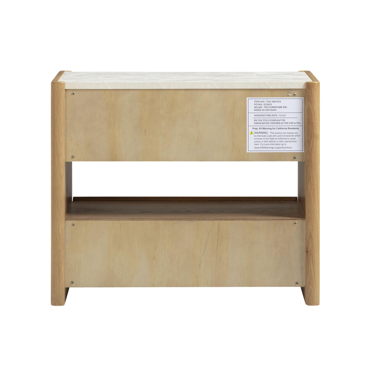 TOV Furniture Paige Natural Oak 2-Drawer Nightstand