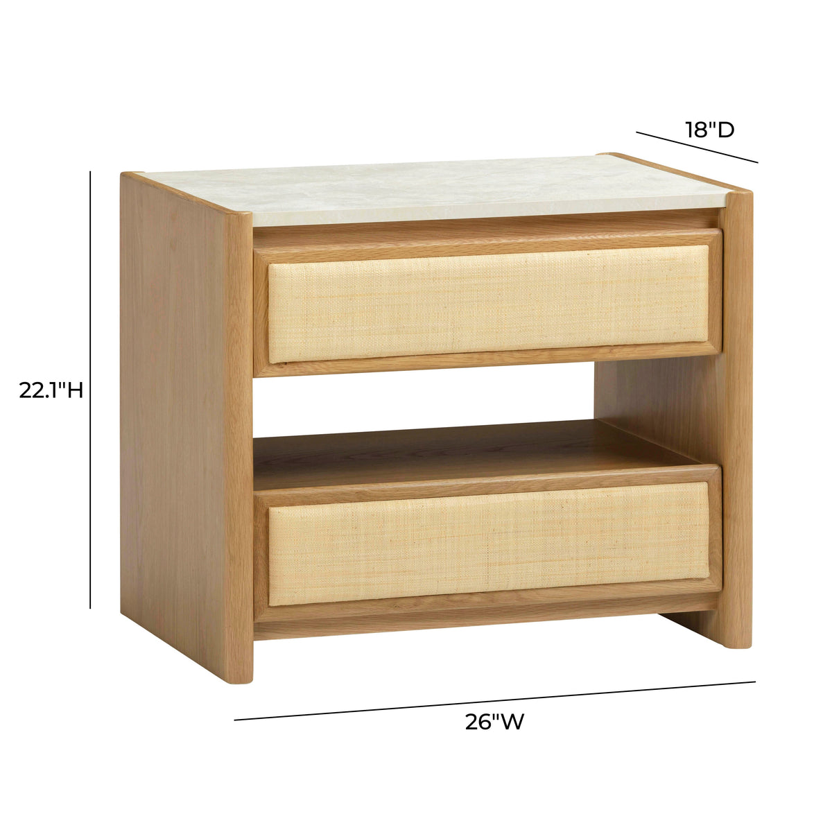 TOV Furniture Paige Natural Oak 2-Drawer Nightstand