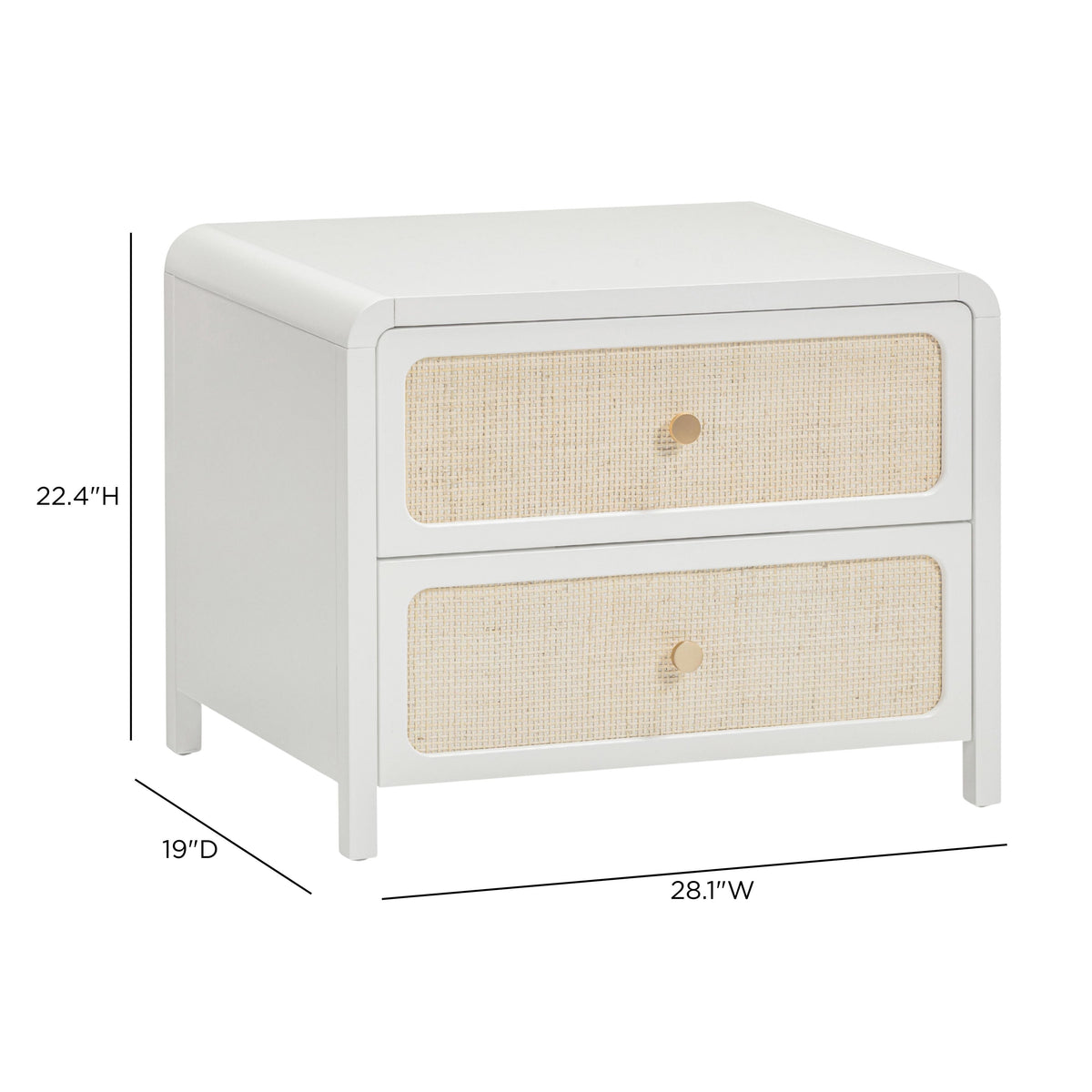 TOV Furniture Patty White Rattan 2 Drawer Nightstand