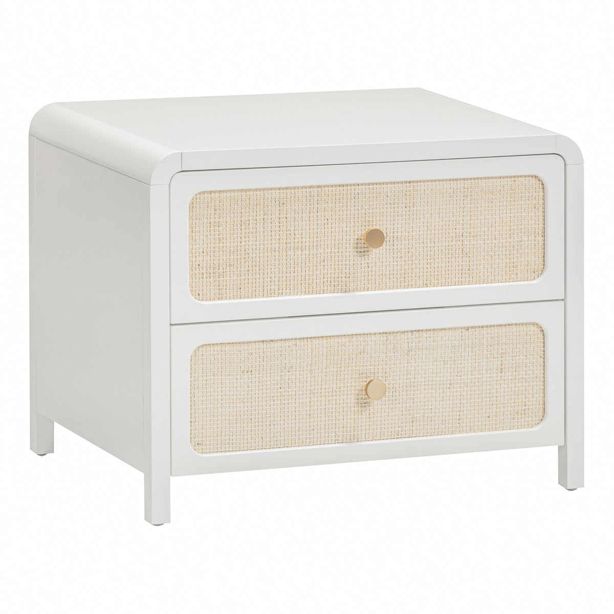 TOV Furniture Patty 28" Rattan 2 Drawer Nightstand in white rattan, primary product view