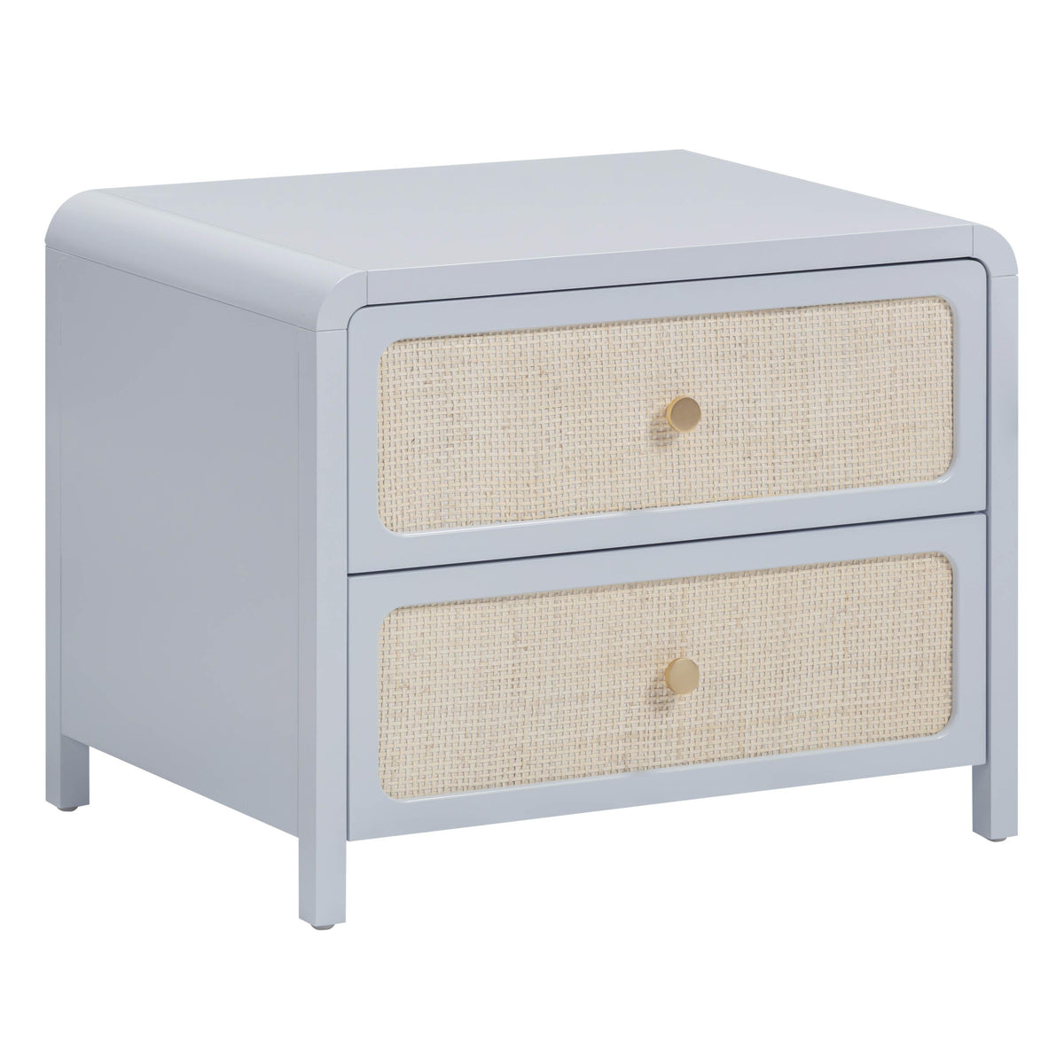 TOV Furniture Patty 28" Rattan 2 Drawer Nightstand in blue rattan, primary product view