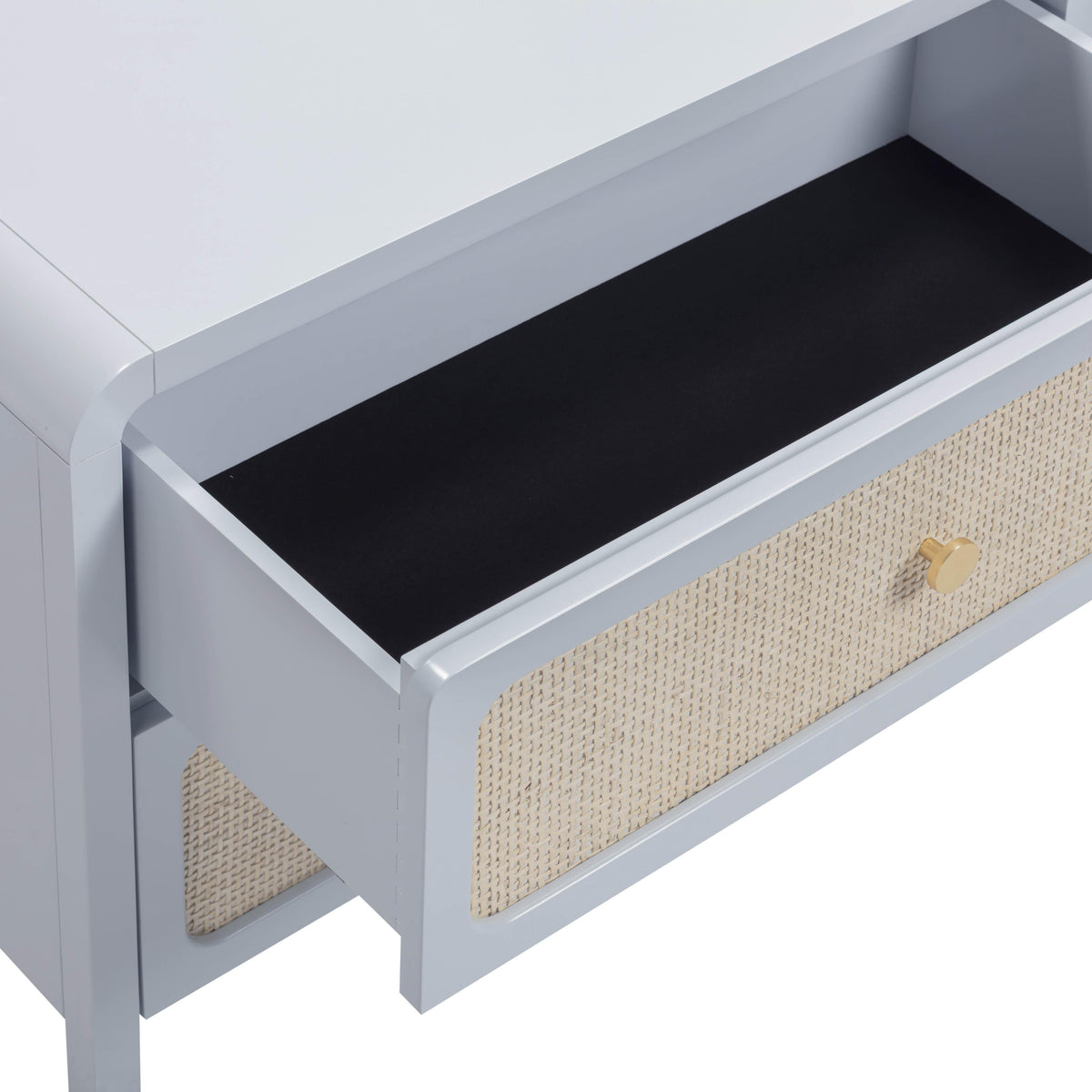 TOV Furniture Patty Blue Rattan 2 Drawer Nightstand