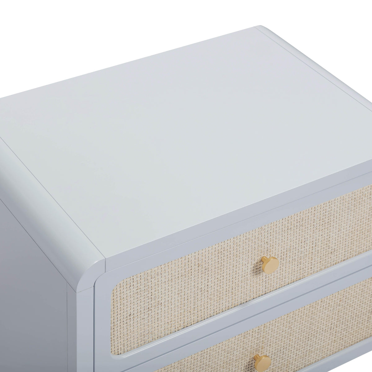 TOV Furniture Patty Blue Rattan 2 Drawer Nightstand