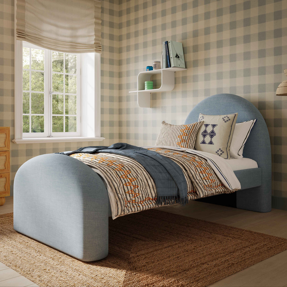 TOV Furniture Moon Chambray Blue Performance Chenille Twin Bed