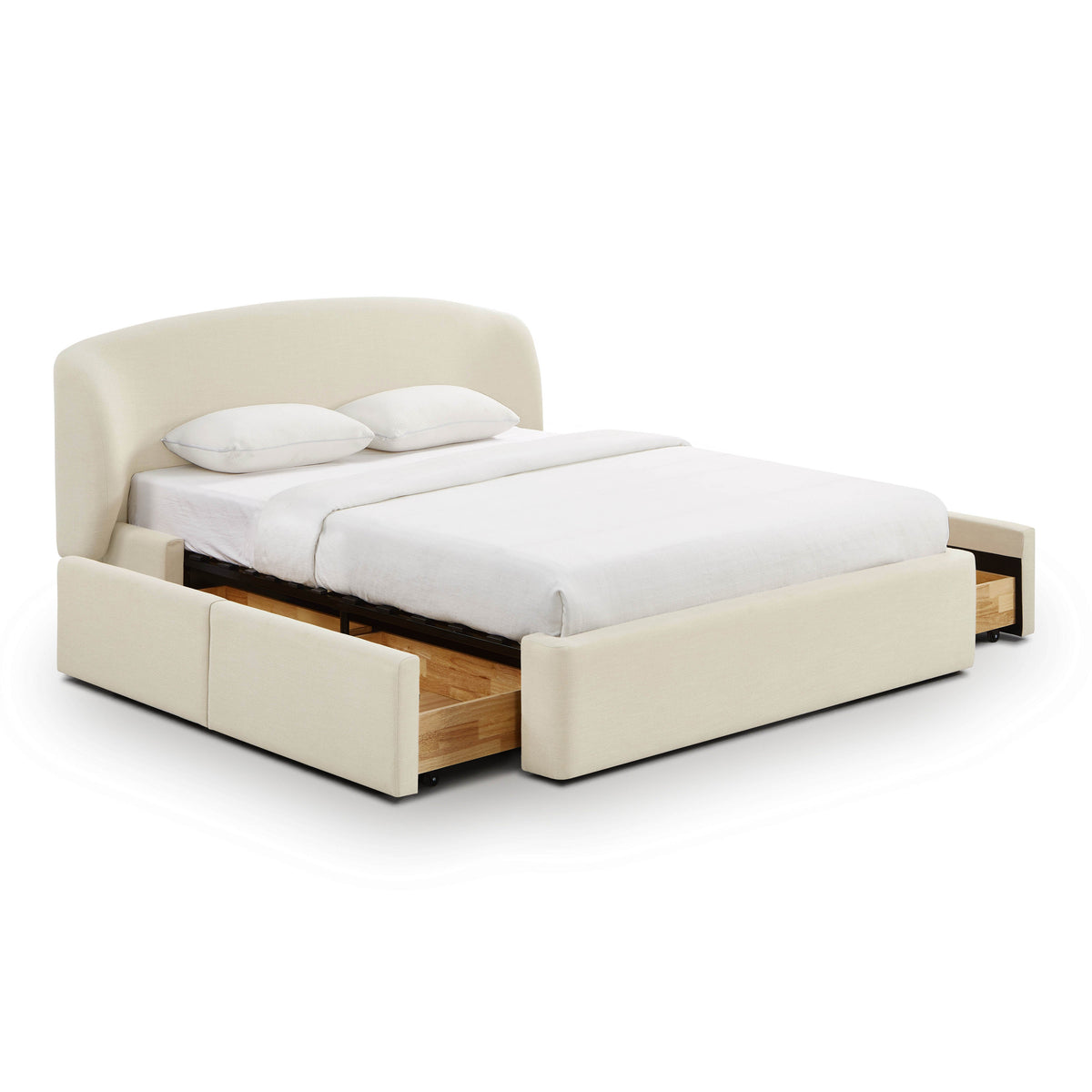 TOV Furniture Corey Cream Upcycled Performance Linen Storage Bed in cream linen, primary product view