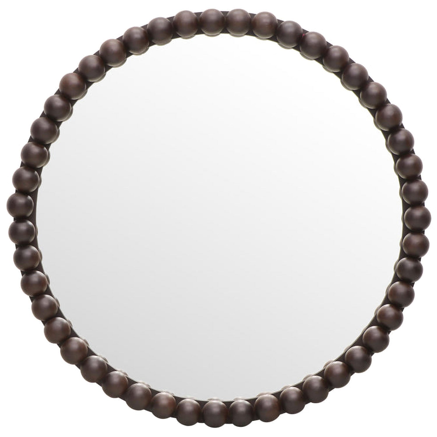 TOV Furniture Baria Walnut Finish Round Wall Mirror